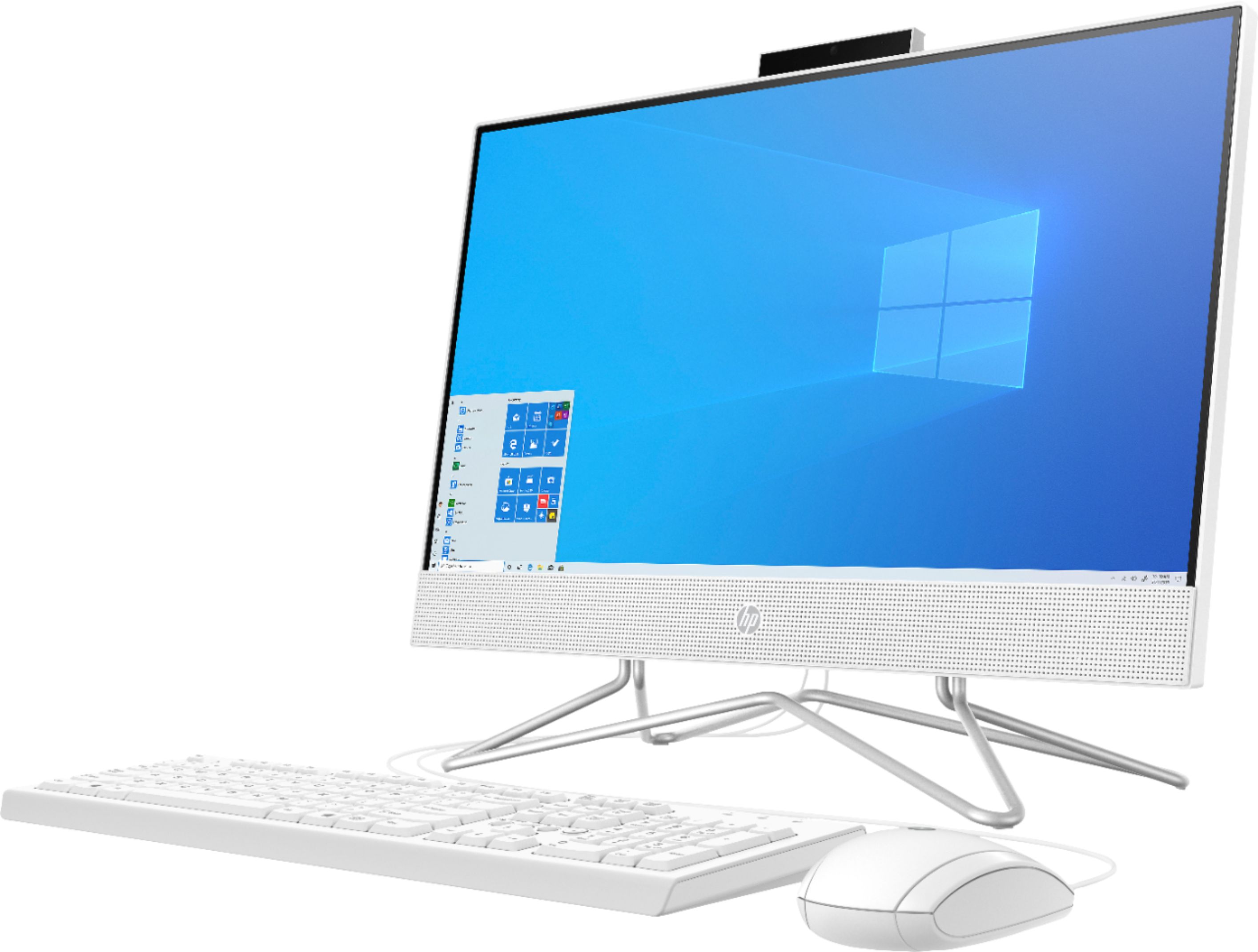 Left View: HP - 21.5" All-In-One - Intel Celeron - 4GB Memory - 128GB SSD - Snow White