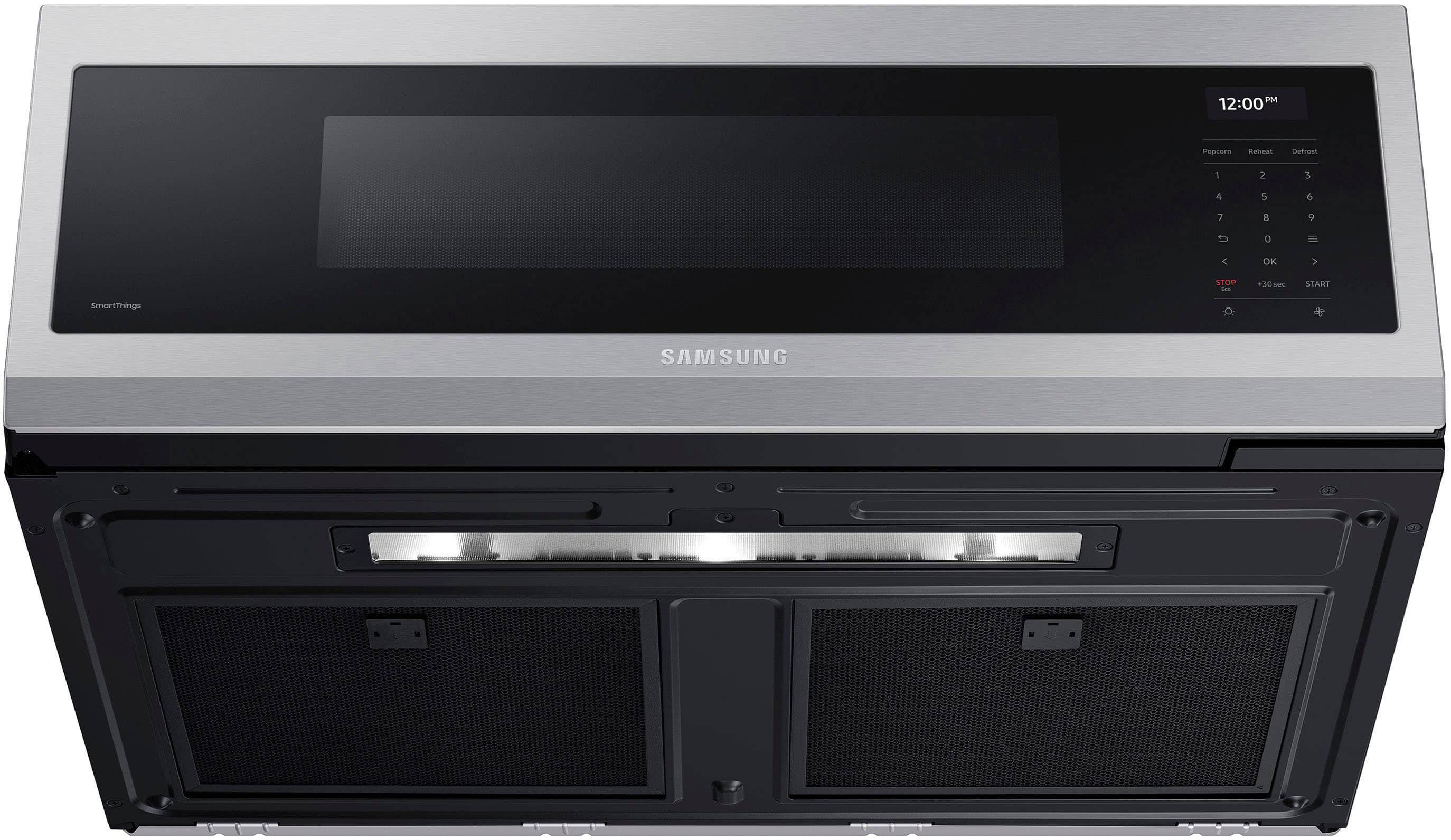 Alt View 17. Samsung - 1.1 cu. ft. Smart SLIM Over-the-Range Microwave with 550 CFM Hood Ventilation, Wi-Fi & Voice Control - Stainless Steel.