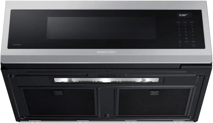 Alt View 17. Samsung - 1.1 cu. ft. Smart SLIM Over-the-Range Microwave with 550 CFM Hood Ventilation, Wi-Fi & Voice Control - Stainless Steel.