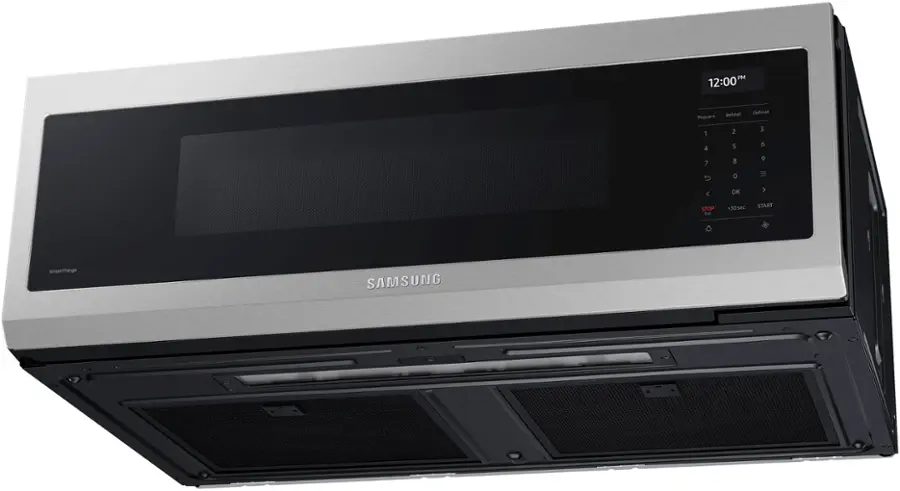 Alt View 18. Samsung - 1.1 cu. ft. Smart SLIM Over-the-Range Microwave with 550 CFM Hood Ventilation, Wi-Fi & Voice Control - Stainless Steel.