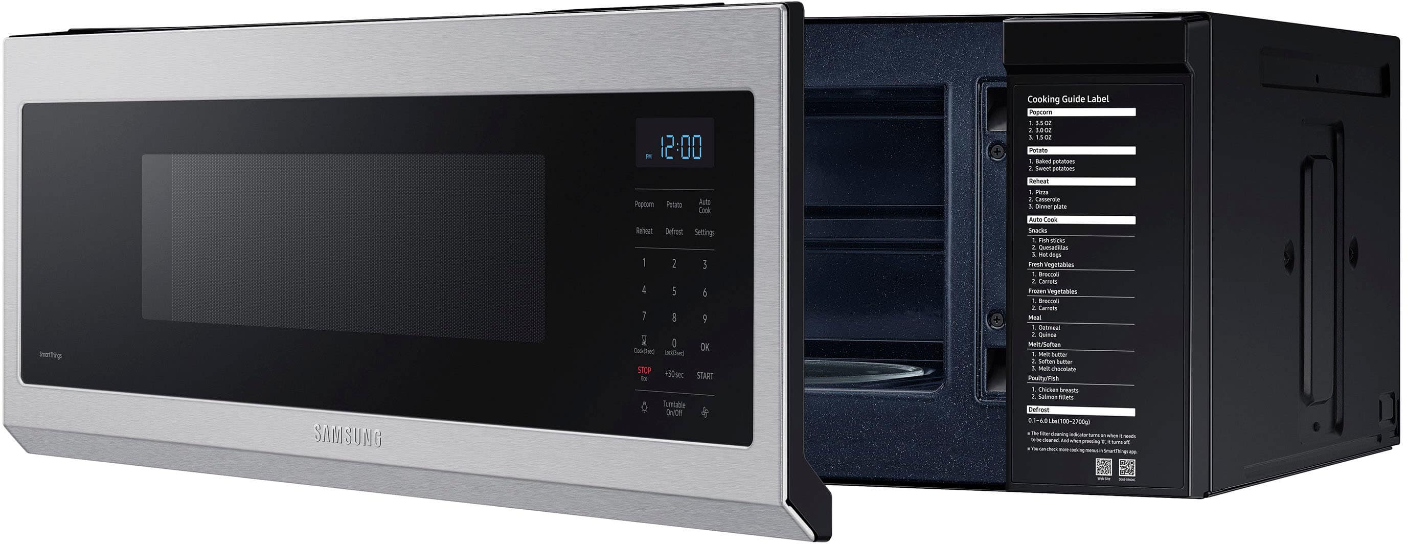 Alt View 15. Samsung - 1.1 cu. ft. Smart SLIM Over-the-Range Microwave with 400 CFM Hood Ventilation, Wi-Fi & Voice Control - Stainless Steel.