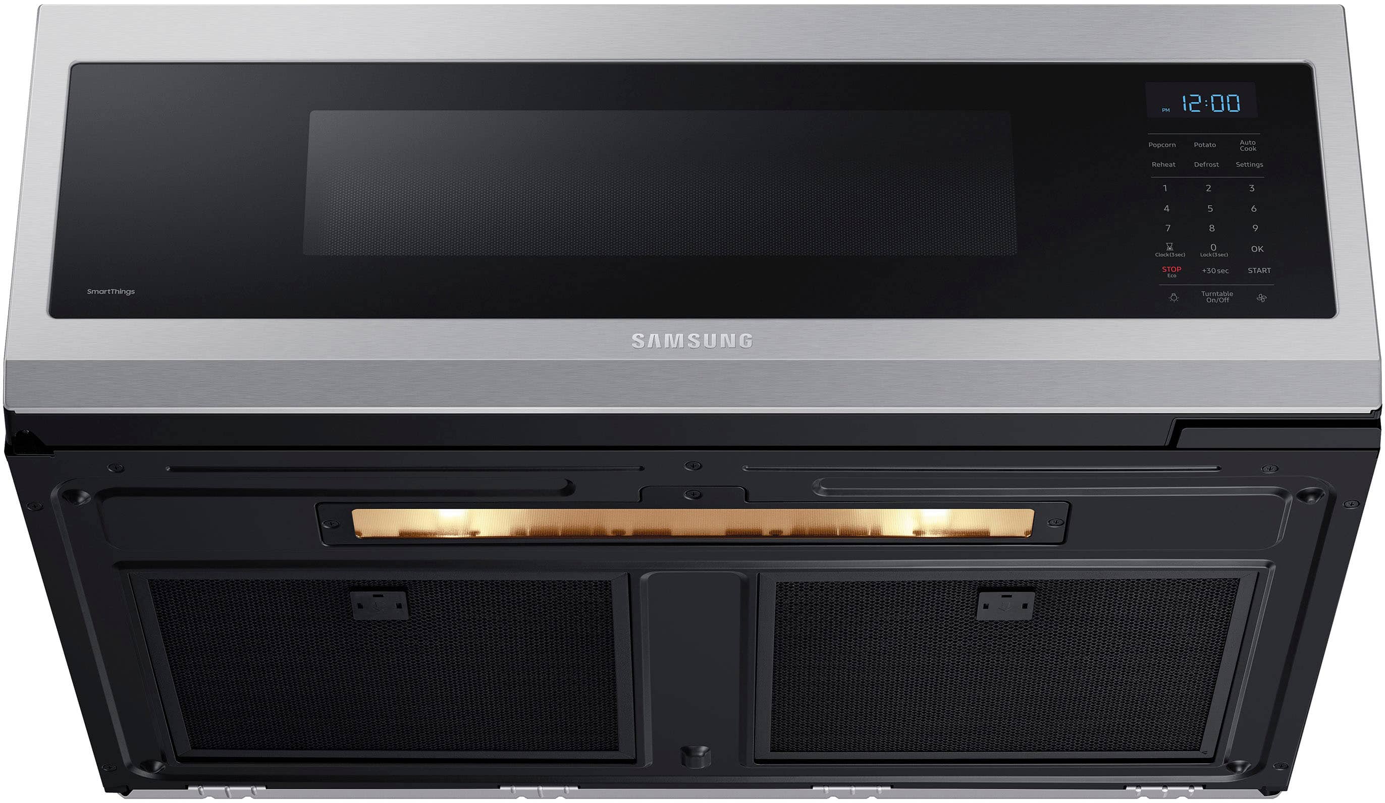 Alt View 17. Samsung - 1.1 cu. ft. Smart SLIM Over-the-Range Microwave with 400 CFM Hood Ventilation, Wi-Fi & Voice Control - Stainless Steel.