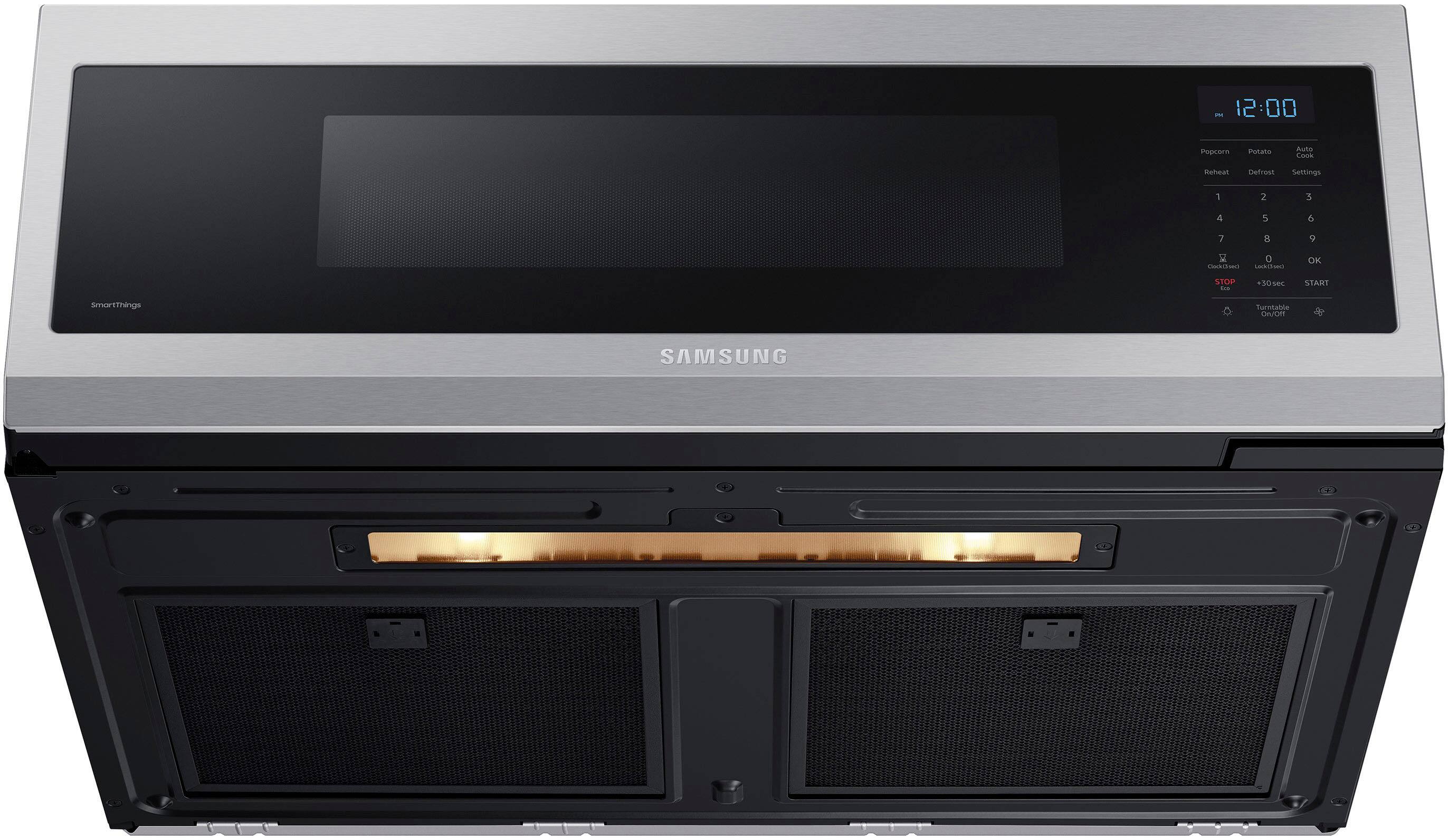 Alt View 17. Samsung - 1.1 cu. ft. Smart SLIM Over-the-Range Microwave with 400 CFM Hood Ventilation, Wi-Fi & Voice Control - Stainless Steel.