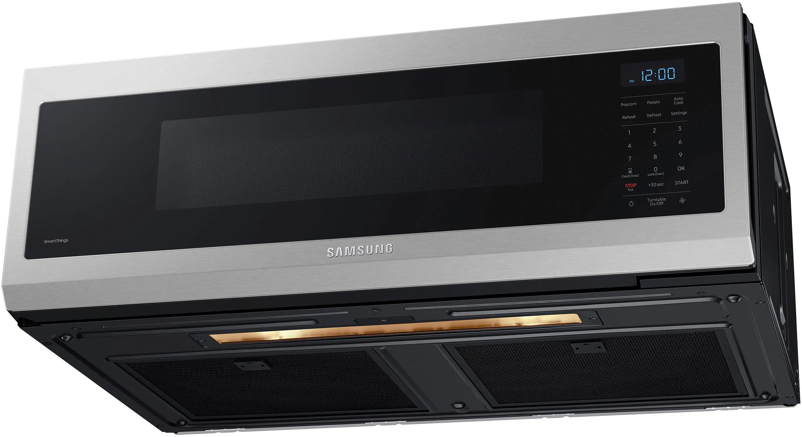 Alt View 18. Samsung - 1.1 cu. ft. Smart SLIM Over-the-Range Microwave with 400 CFM Hood Ventilation, Wi-Fi & Voice Control - Stainless Steel.