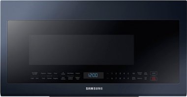Samsung - 2.1 cu. ft. Smart BESPOKE Over-the-Range Microwave with Sensor Cooking - Navy Steel - Front_Zoom