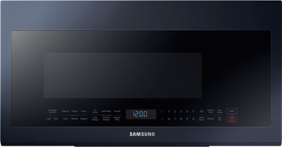 Samsung – 2.1 cu. ft. Smart BESPOKE Over-the-Range Microwave with Sensor Cooking – Fingerprint Resistant Navy Steel