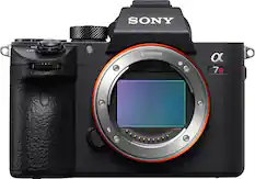 Front. Sony - Alpha 7R III Full-frame Interchangeable Lens 42.4 MP Mirrorless Camera - Body Only - Black.