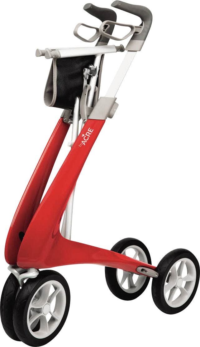 Alt View 13. byAcre - Carbon Ultralight Compact Rollator, 16.1" Seat Width, Supports up to 285lbs - Red Frame.