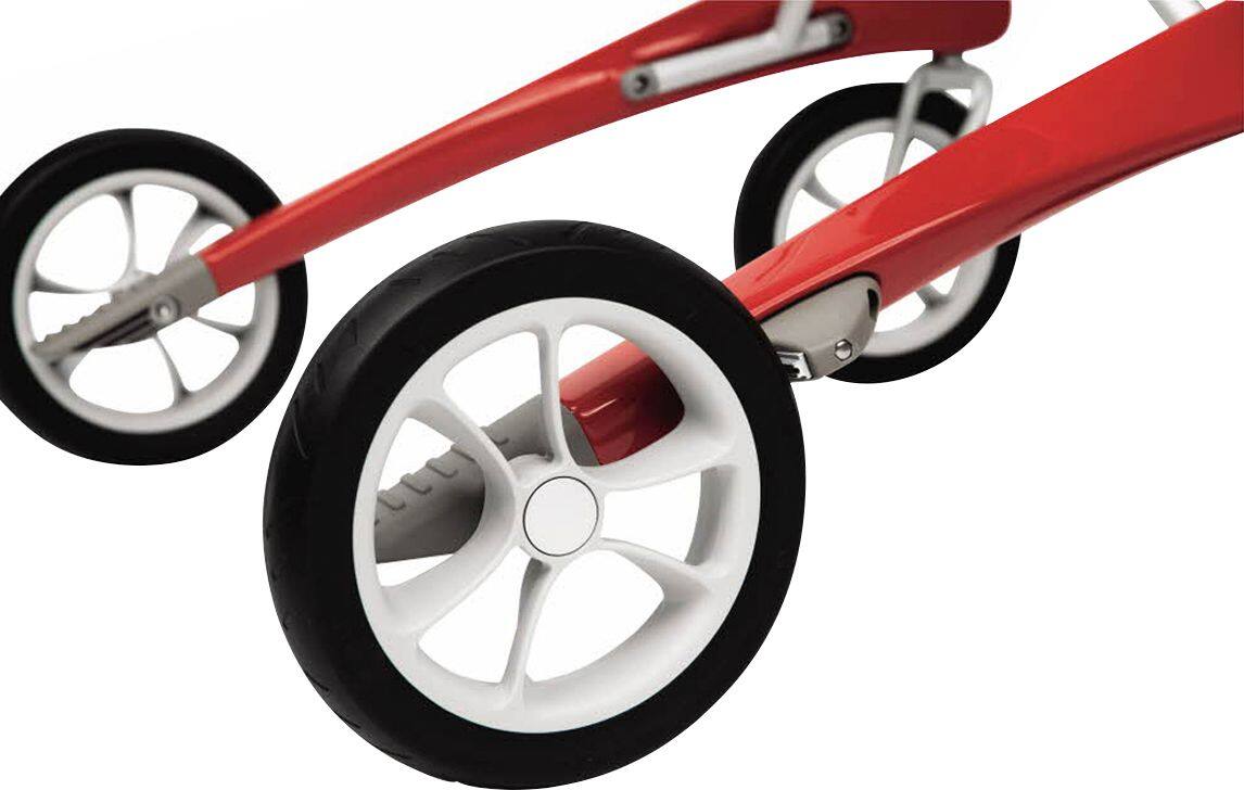Alt View 14. byAcre - Carbon Ultralight Compact Rollator, 16.1" Seat Width, Supports up to 285lbs - Red Frame.