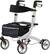 Angle. Medline - Euro Style Rolling Walker with Seat, Folds Easily, Large 8" Wheels, Adjustable Height and Storage Bag - Silver.
