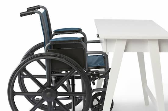 Medline Folding Wheelchair with Desk Length Arms Swing Away