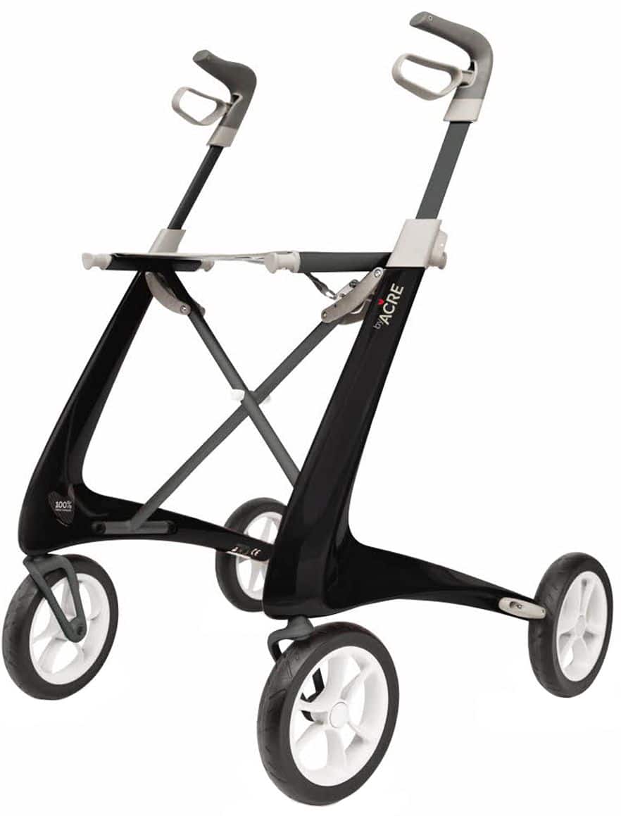 Front. byAcre - Carbon Ultralight Compact Rollator, 16.1" Seat Width, Supports up to 285lbs - Black Frame.