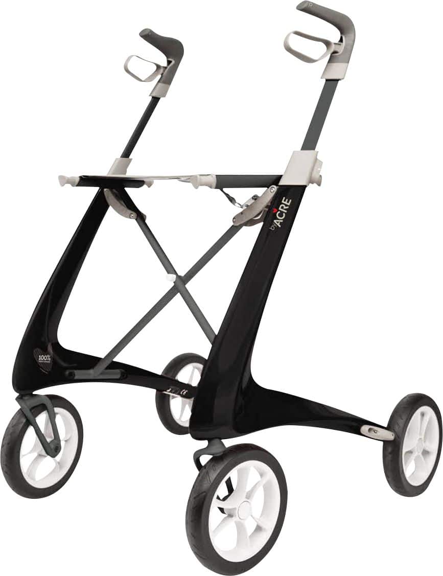 Front. byAcre - Carbon Ultralight Regular Rollator, 16.5" Seat Width, Supports up to 285lbs - Black Frame.