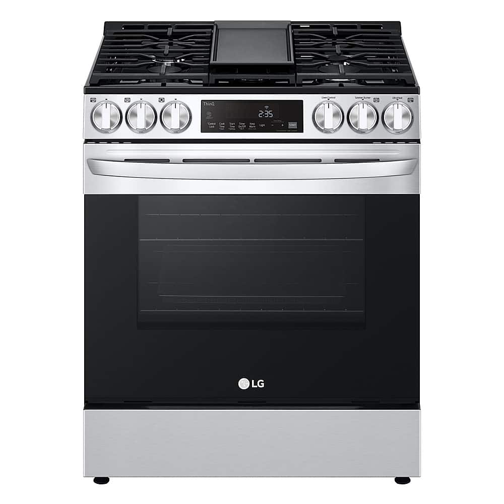 Front. LG - 5.8 Cu. Ft. Smart Slide-In Gas True Convection Range with EasyClean and Air Fry - PrintProof Stainless Steel.