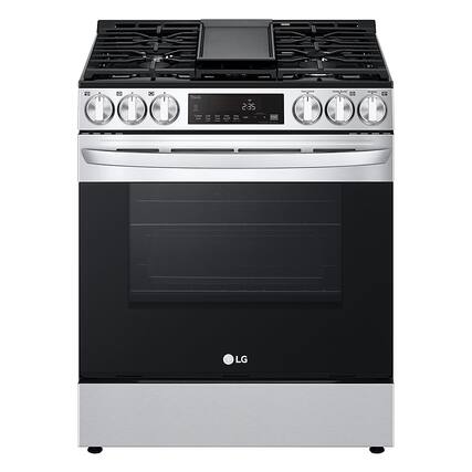 Front. LG - 5.8 Cu. Ft. Smart Slide-In Gas True Convection Range with EasyClean and Air Fry - PrintProof Stainless Steel.