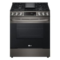LG - 5.8 Cu. Ft. Freestanding Gas True Convection Range with Easy Clean, Air Fry and ThinQ Technology - Black Stainless Steel - Front_Zoom