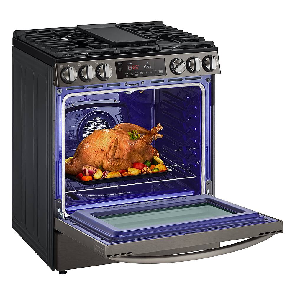 Alt View 11. LG - 5.8 Cu. Ft. Smart Slide-In Gas True Convection Range with EasyClean and Air Fry - Black Stainless Steel.