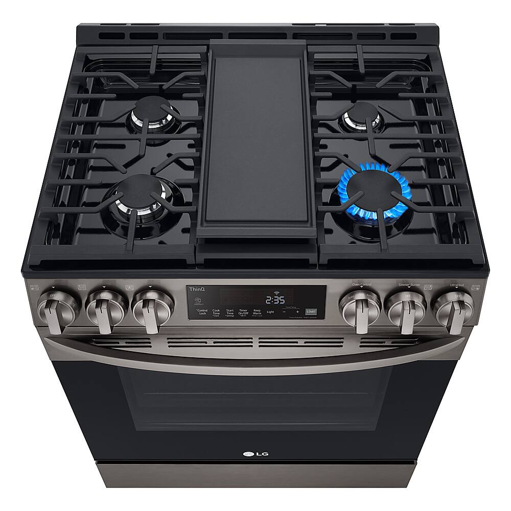 Alt View 14. LG - 5.8 Cu. Ft. Smart Slide-In Gas True Convection Range with EasyClean and Air Fry - Black Stainless Steel.