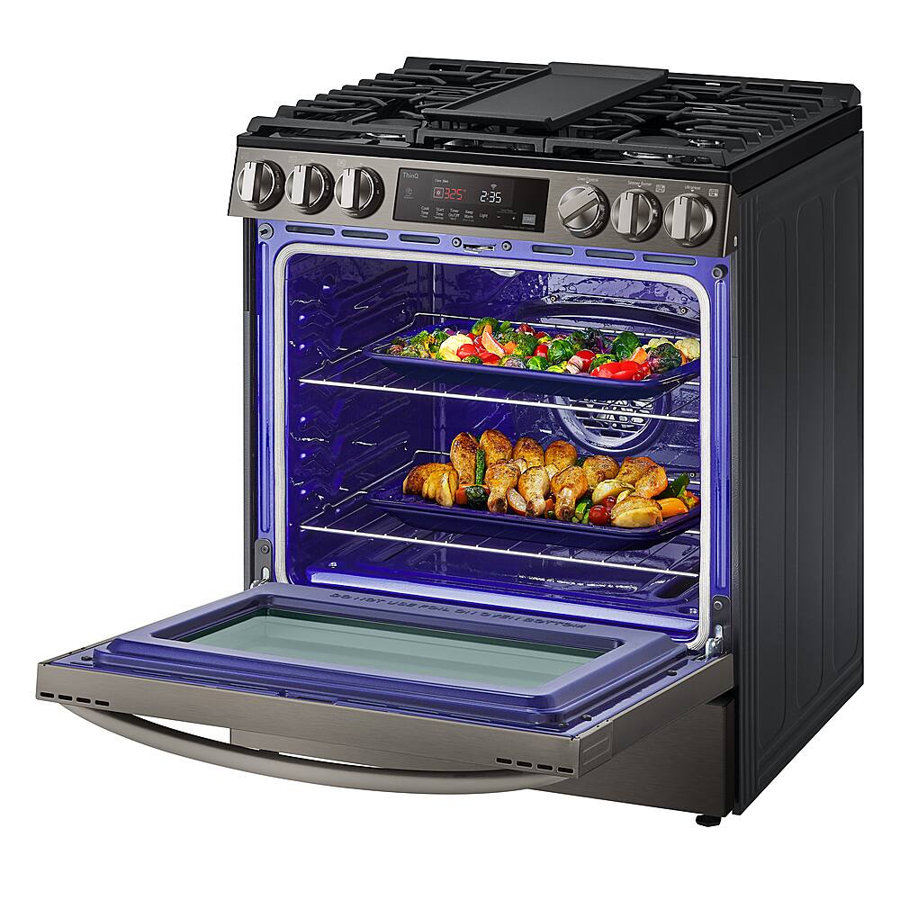 Alt View 17. LG - 5.8 Cu. Ft. Smart Slide-In Gas True Convection Range with EasyClean and Air Fry - Black Stainless Steel.