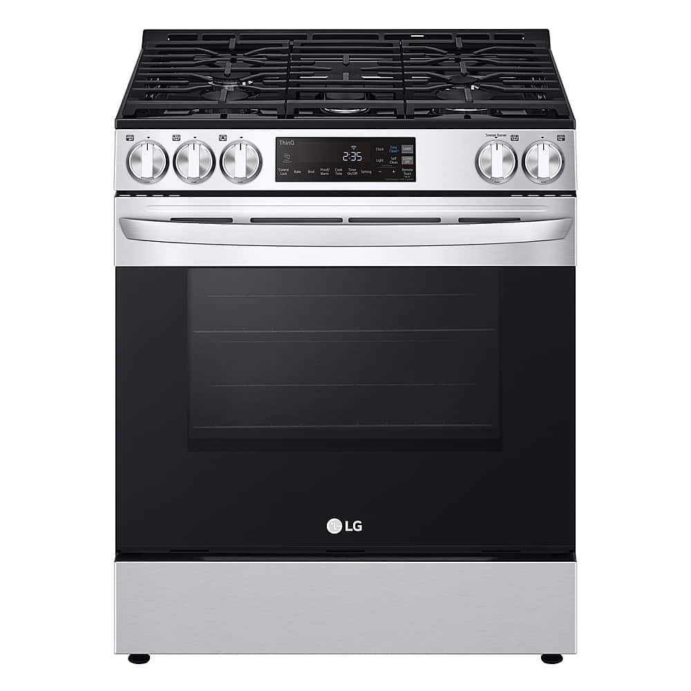 Front. LG - 5.3 Cu. Ft. Smart Slide-In Gas Range with EasyClean and SuperBoil Burner - PrintProof Stainless Steel.