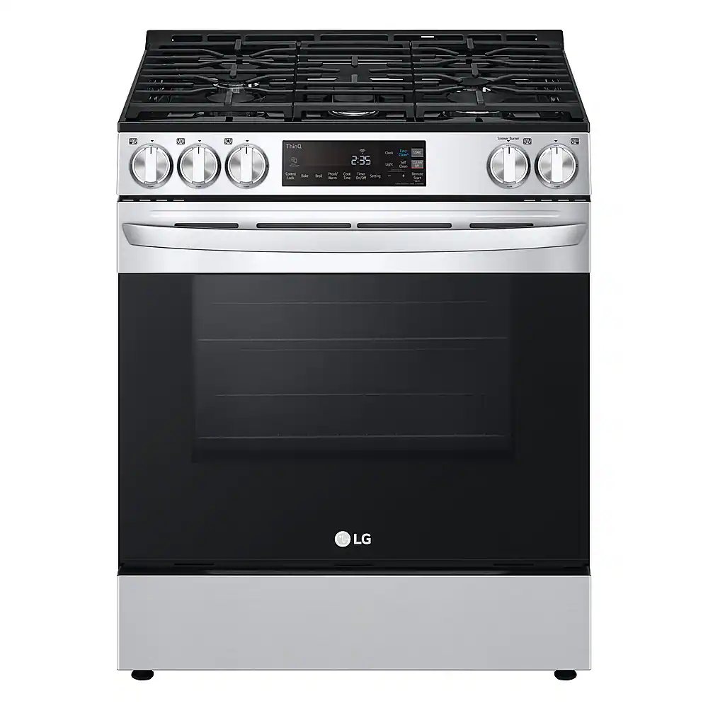 Front. LG - 5.3 Cu. Ft. Smart Slide-In Gas Range with EasyClean and SuperBoil Burner - PrintProof Stainless Steel.