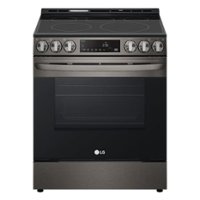 LG - 6.3 Cu. Ft. Smart Slide-In Electric True Convection Range with EasyClean and AirFry - Black Stainless Steel - Front_Zoom