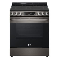 LG - 6.3 cu ft Electric Slide In Range with Air Fry and Smart Wi-Fi Enabled - Black stainless steel - Front_Zoom