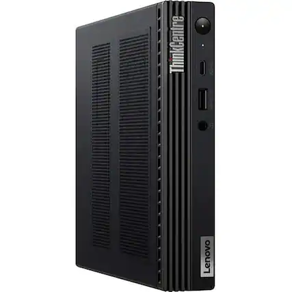 Front. Lenovo - ThinkCentre M60e Tiny Desktop - Intel Core i3-1005G1 - 8GB Memory - Integrated Intel UHD Graphics 630 - 256 SSD - Black.