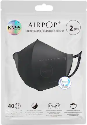 Front. AIRPOP - Pocket 2 Pack KN95 Masks - White.