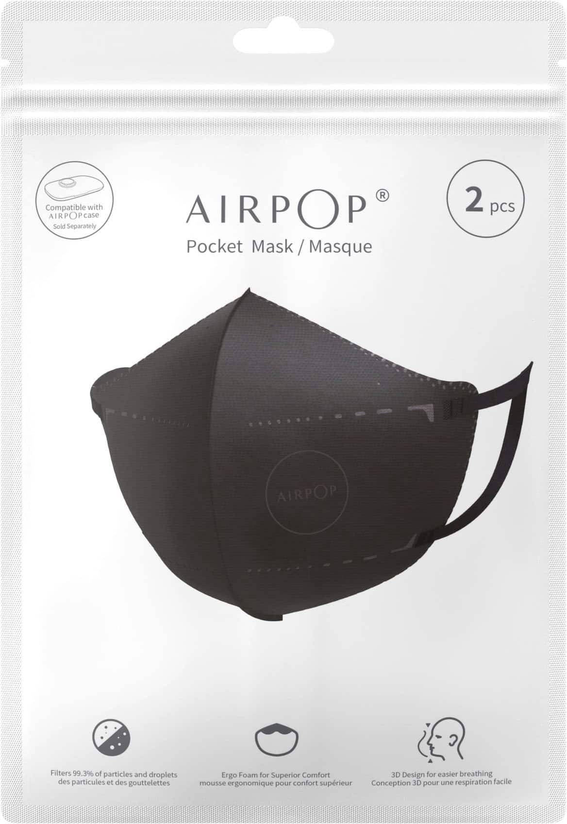 Alt View 12. AIRPOP - Pocket 2 Pack KN95 Masks - White.