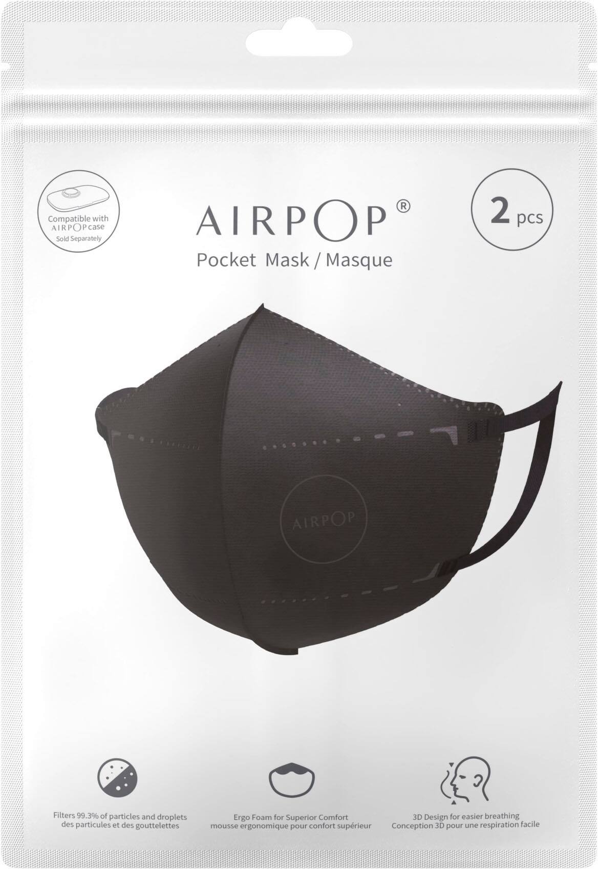 Alt View 12. AIRPOP - Pocket 2 Pack KN95 Masks - White.