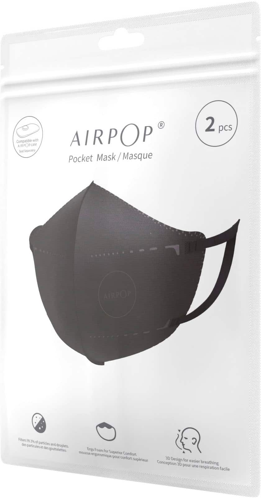 Alt View 14. AIRPOP - Pocket 2 Pack KN95 Masks - White.