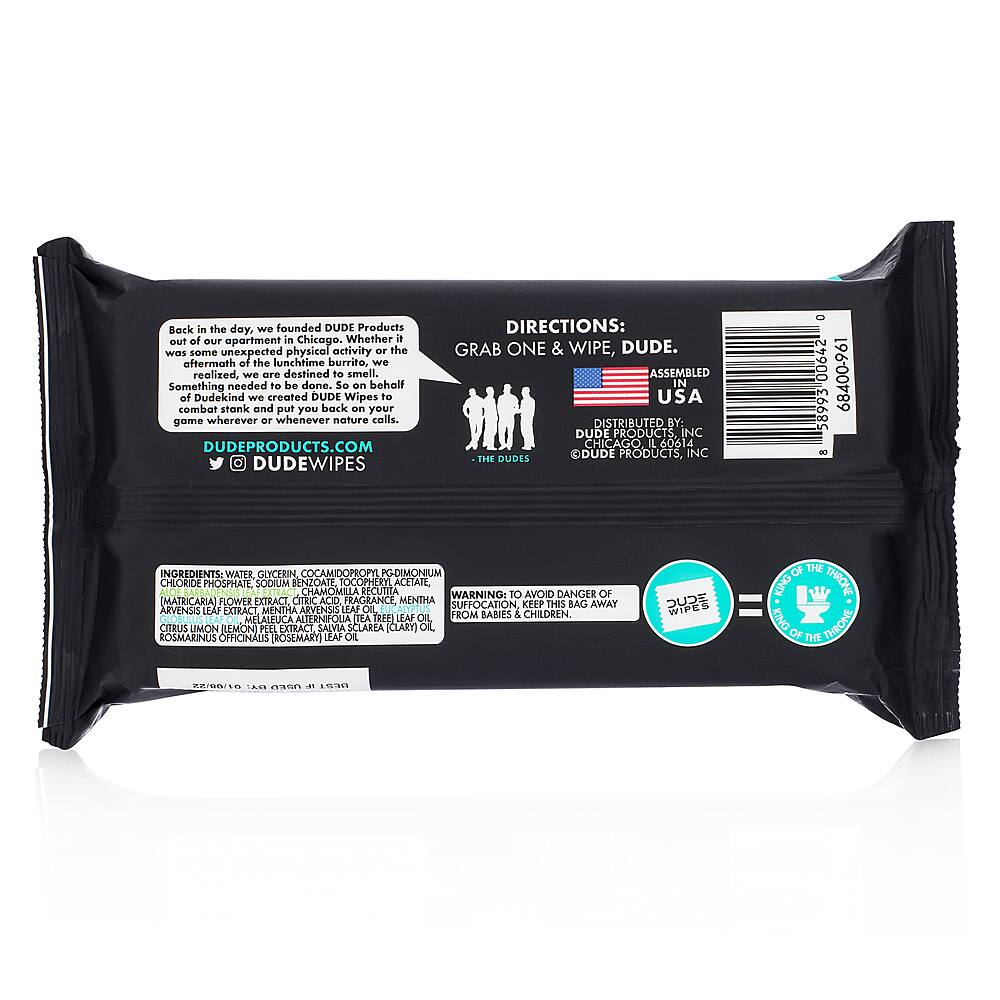 Alt View 1. DUDE PRODUCTS - DUDE WIPES 48ct Dispenser Pack Flushable Wipes MINT.