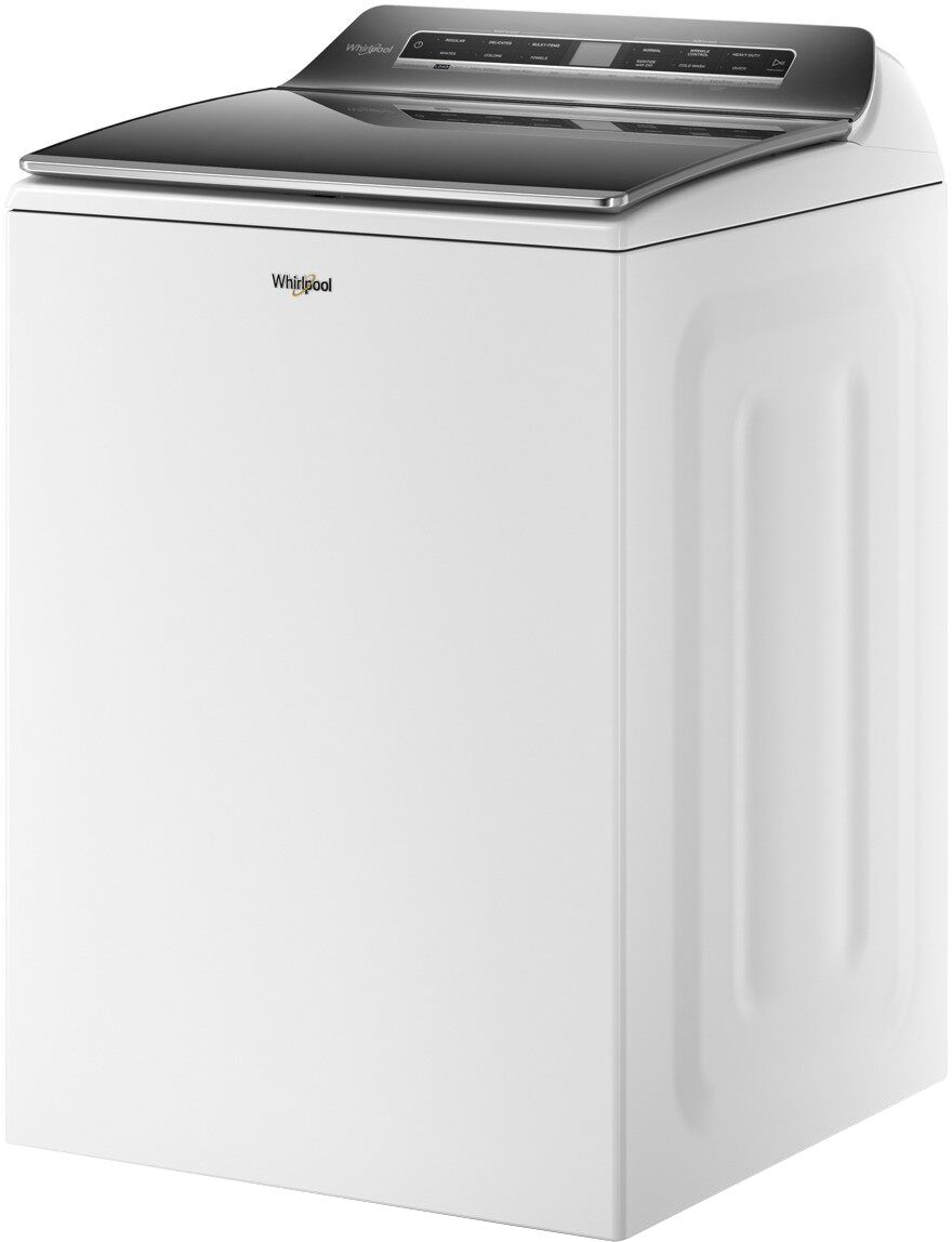 Angle View: Whirlpool - 5.2-5.3 Cu. Ft. Smart Top Load Washer with 2 in 1 Removable Agitator - White