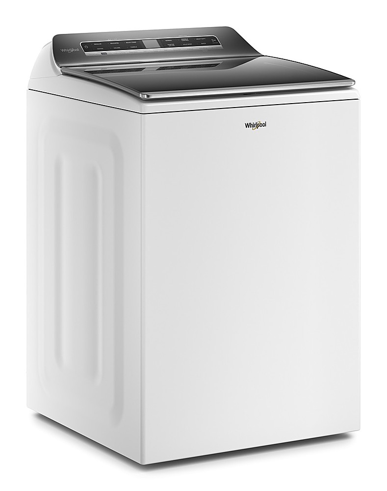 Left View: Whirlpool - 5.2-5.3 Cu. Ft. Smart Top Load Washer with 2 in 1 Removable Agitator - White