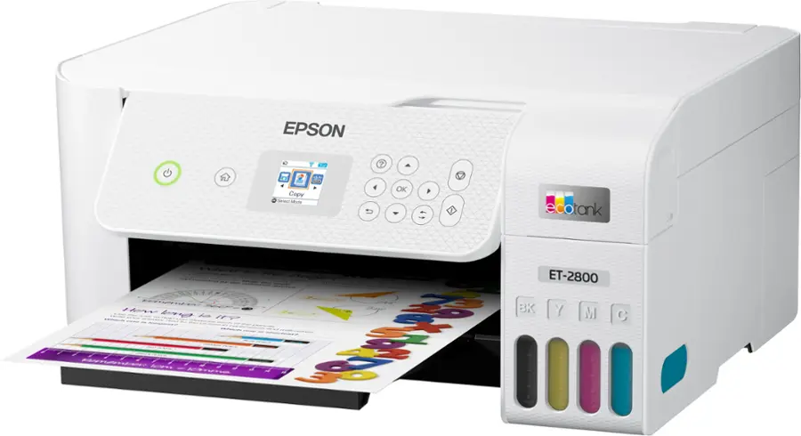 Alt View 18. Epson - EcoTank ET-2800 Wireless All-in-One Supertank Inkjet Printer - White.