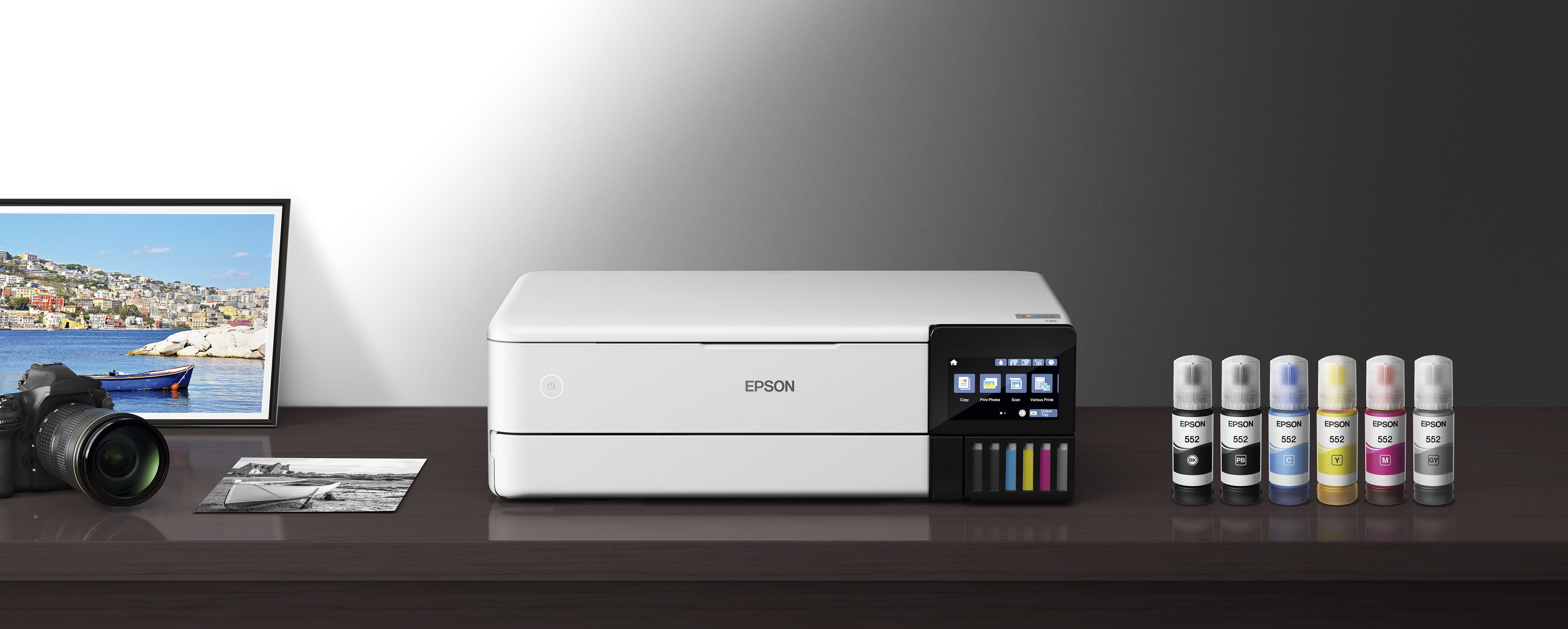 Epson EcoTank Photo ET-8550 Wireless Wide-Format All-in-One Supertank  Printer with Scanner, Copier, Ethernet and 4.3-inch Color Touchscreen,  Large