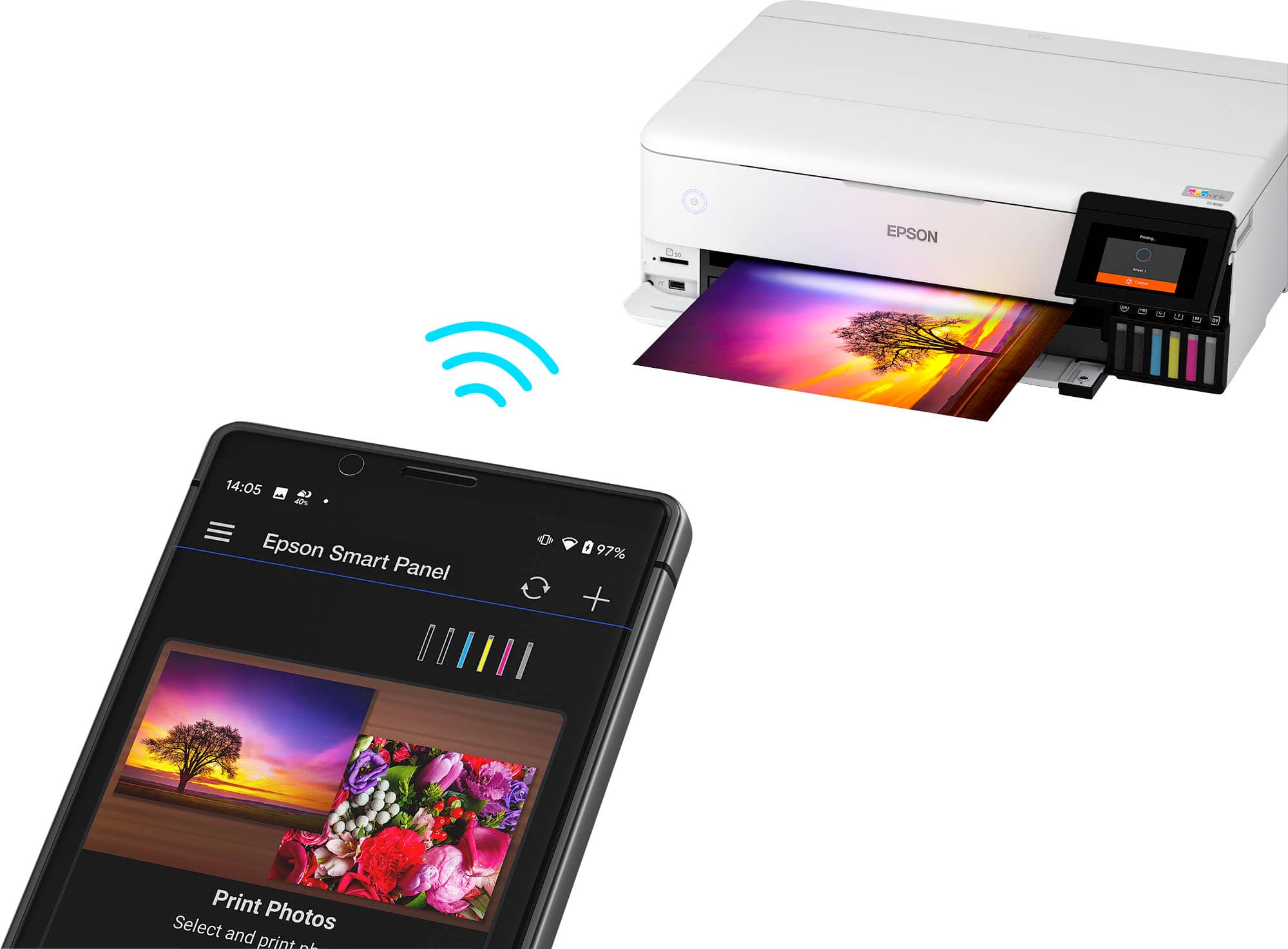 Alt View 28. Epson - EcoTank Photo ET-8550 All-in-One Wide-format Supertank Printer - White.