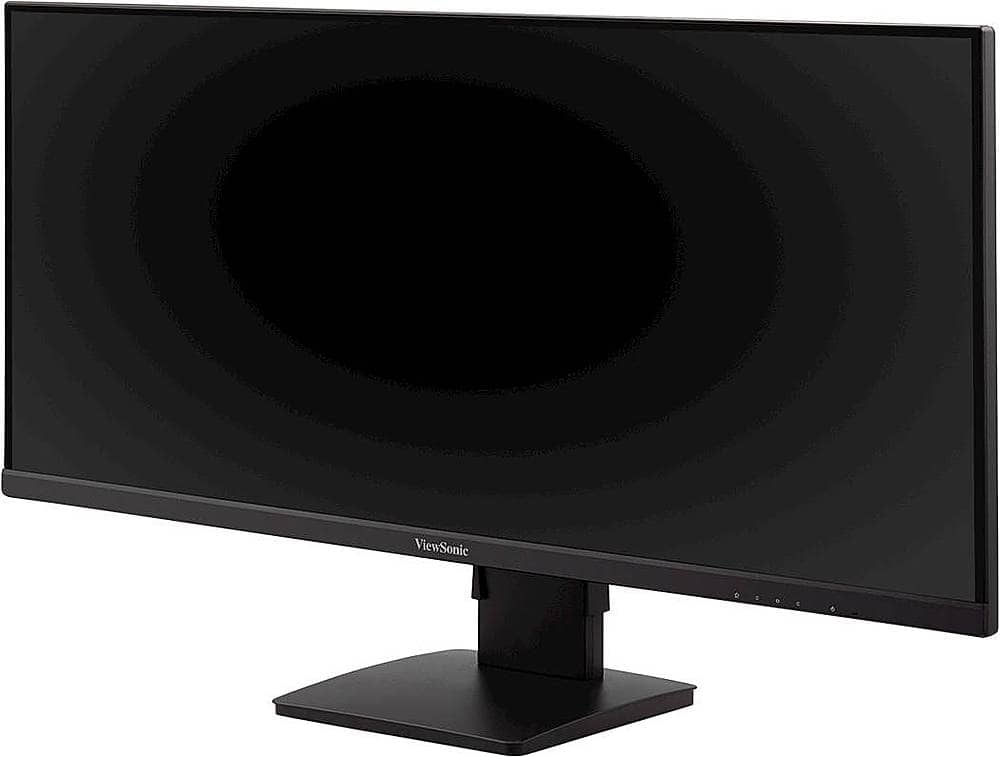 Left View: ViewSonic VA3456-MHDJ 34 Inch 21:9 UltraWide WQHD 1440p Monitor IPS with Ergonomics Design HDMI and DisplayPort - Black