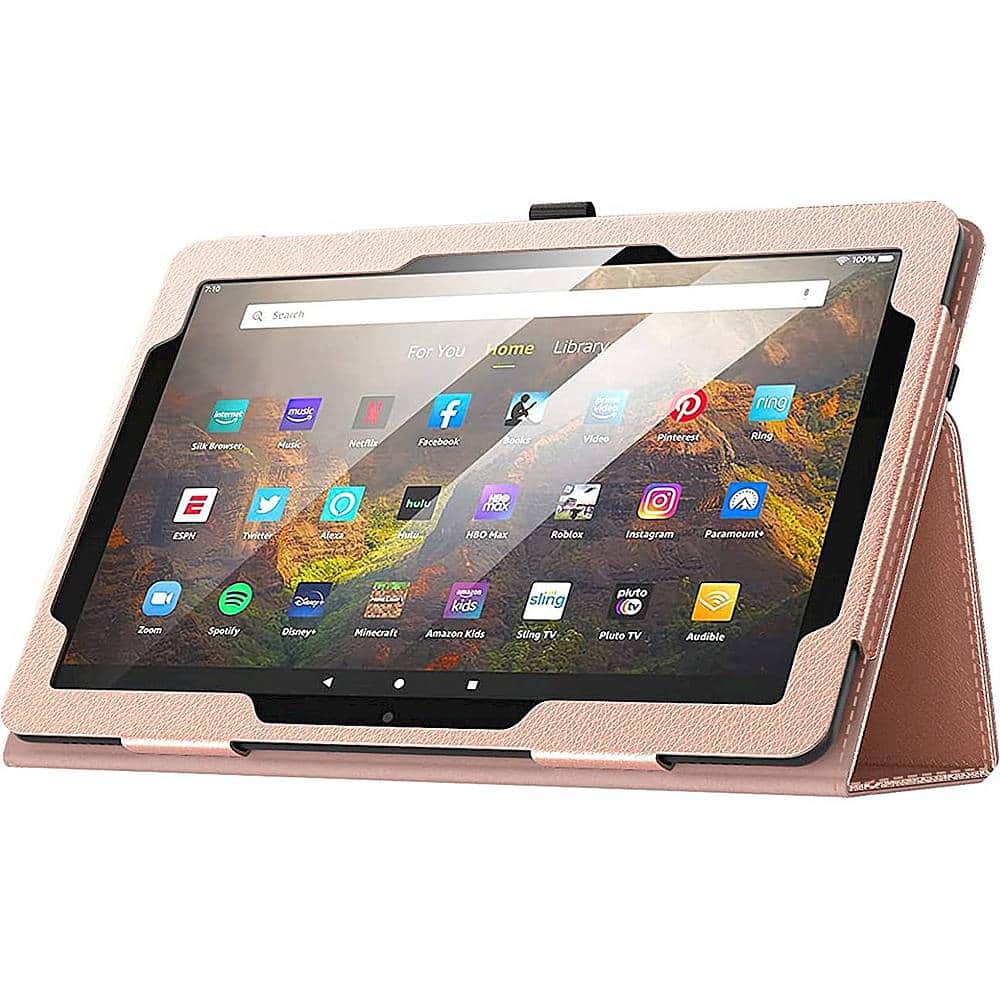 Front. SaharaCase - Bi-Fold Folio Case for Amazon Fire HD 10 (2021) - Rose Gold.