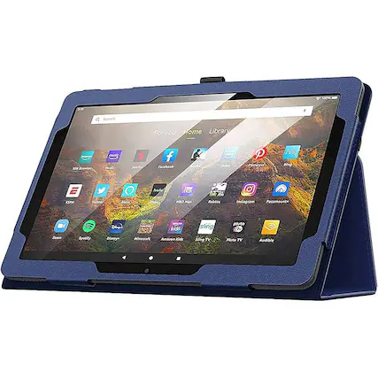 Front. SaharaCase - Bi-Fold Folio Case for Amazon Fire HD 10 (2021) - Blue.