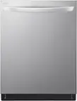 Front. LG - 24" Top Control Smart Built-In Stainless Steel Tub Dishwasher with 3rd Rack, QuadWash and 46dba - Stainless Steel.