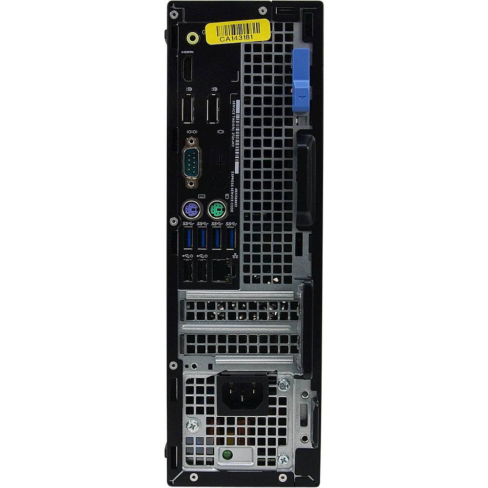 Back View: Dell - Refurbished OptiPlex 7050 Desktop - Intel Core i7 - 16GB Memory - 512GB SSD - Black