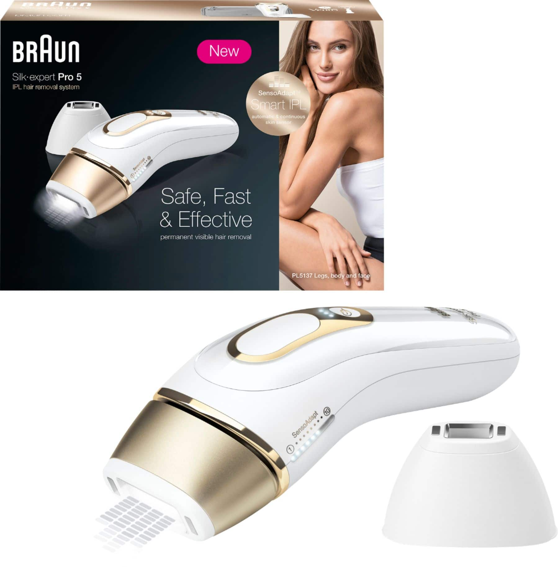  Braun IPL Long-lasting Laser Hair Removal Device for Women &  Men, Silk Expert Pro5 PL5157, Safe & Virtually Painless Alternative to  Salon Laser Hair Removal, Full Body, With Venus Razor 