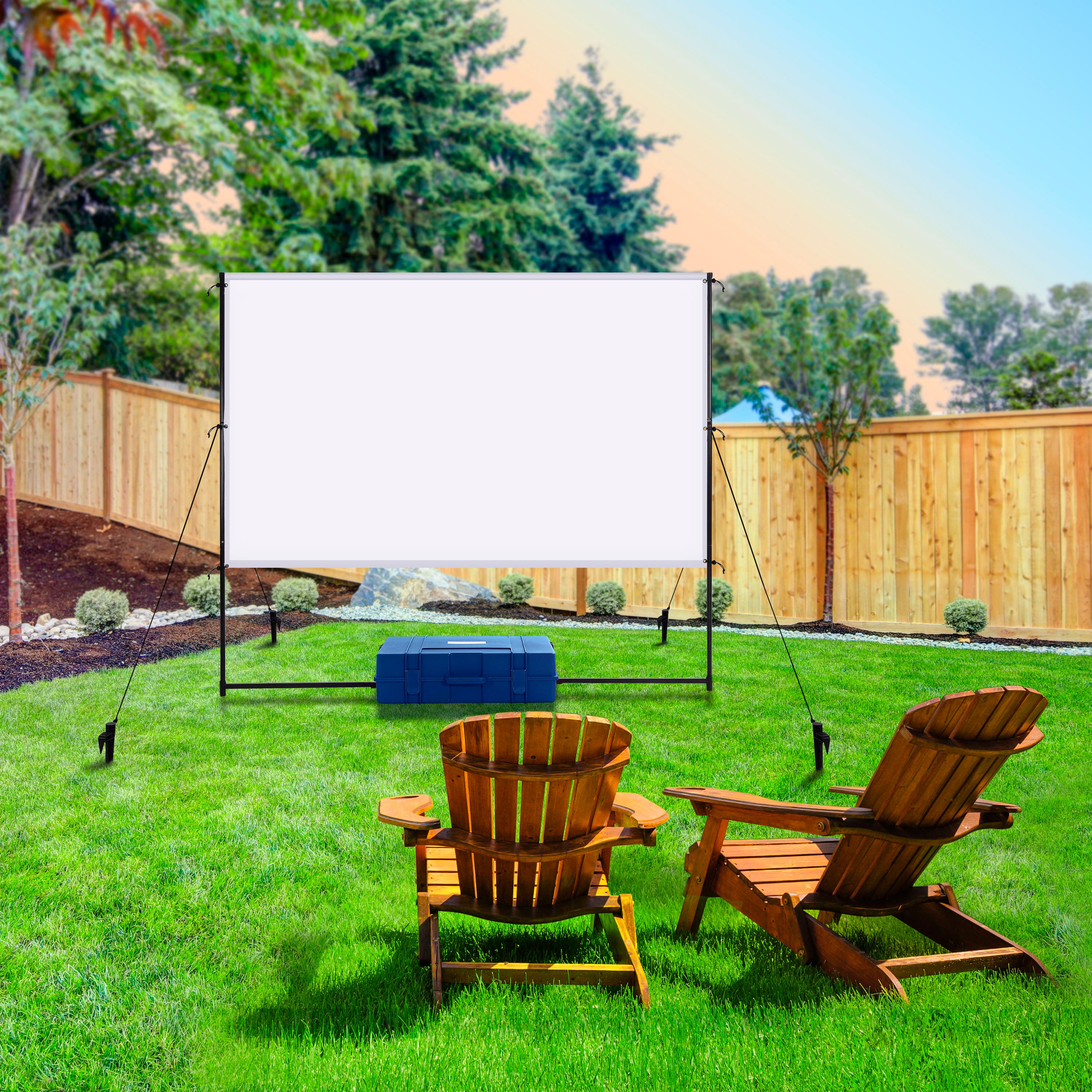 Alt View 18. Insignia™ - Complete Outdoor Projector Kit with 91” Folding Screen, Projector, and Speaker - White.