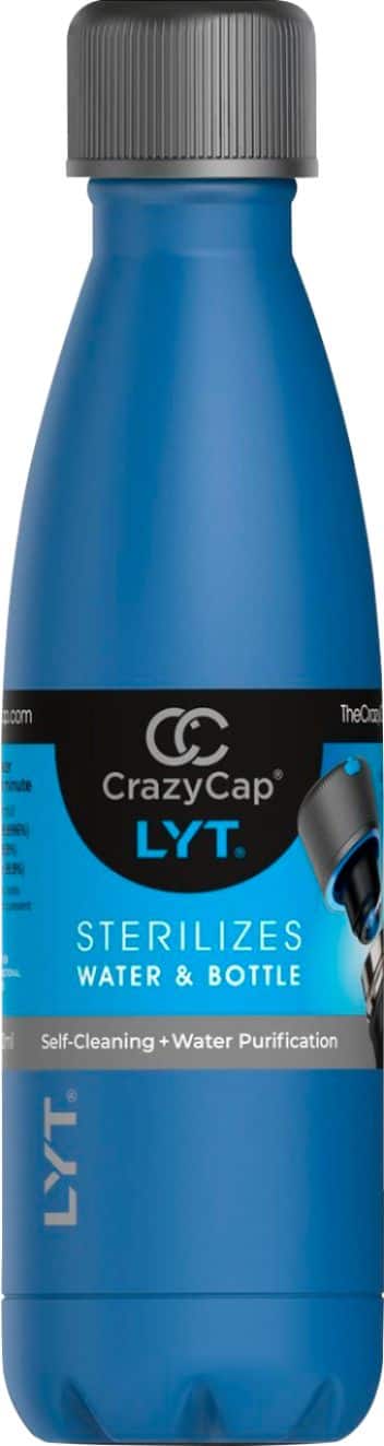 Angle. CrazyCap - LYT® 17oz. Self-Cleaning Bottle with UV-C Water Purifier - Classic Blue.