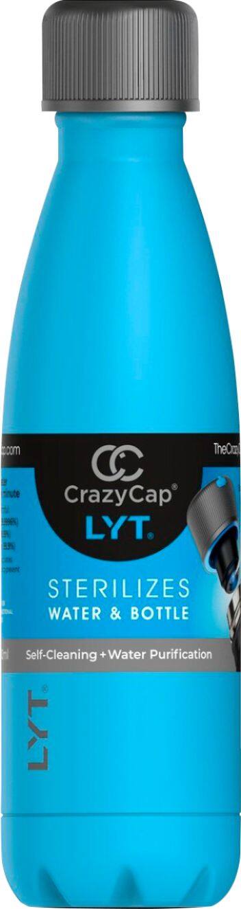 Angle. CrazyCap - LYT® 17oz. Self-Cleaning Bottle with UV-C Water Purifier - Miami Blue.