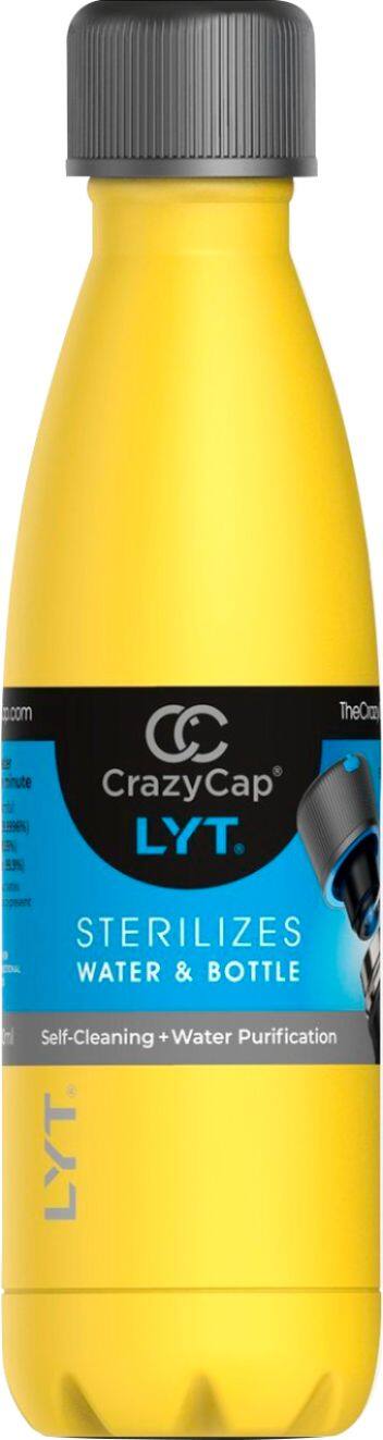 Angle View: CrazyCap - LYT 17 oz. Self-Cleaning Bottle with UV-C Water Purifier - Sunshine