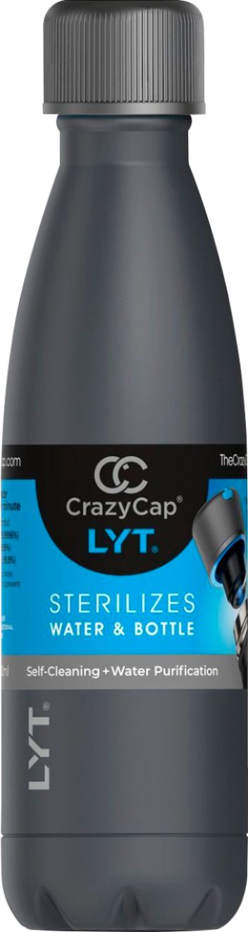 Angle View: CrazyCap - LYT® 17oz. Self-Cleaning Bottle with UV-C Water Purifier - Cool Gray