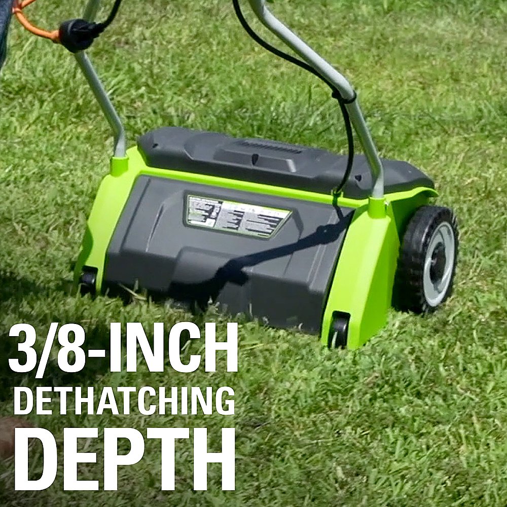 Greenworks 13 Amp 14 inch Corded Dethatcher / Scarifier, Dt13b00